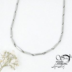 گردنبند (زنجیر) استیل سفید طرح کلاسیک کد 16465