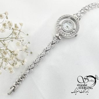 ساعت نقره ایتالیایی با نگین جواهری عیار925 کد 16505