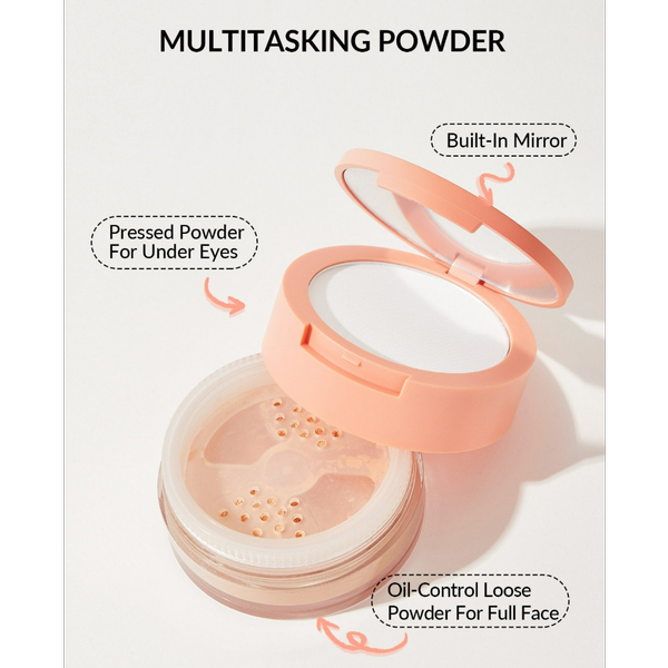 پودر فیکس دو کاره شیگلم SHEGLAM INSTA-READY FACE & UNDER EYE SETTING POWDER DUO