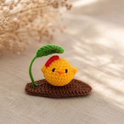 گلسر بافتنی تق تقی طرح جوجه با برگ