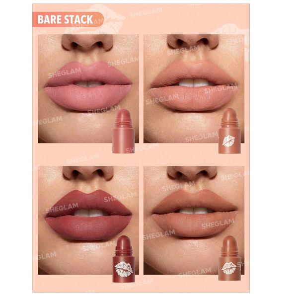 رژلب 4رنگ طبقه ای شیگلم Bare Stack