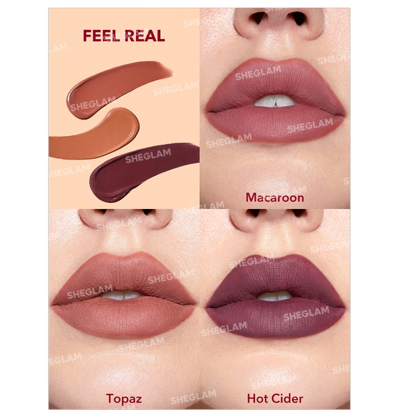 رژ لب مایع شیگلم Sheglam مدل Feel Real پک 3 عددی