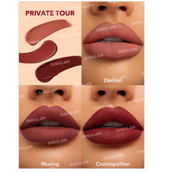 رژ لب مایع شیگلم Sheglam مدل Private Tour پک 3 عددی