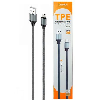 کابل تایپ سی فست شارژ 2متری LDNIO LS442 2.4A Type-C 2M