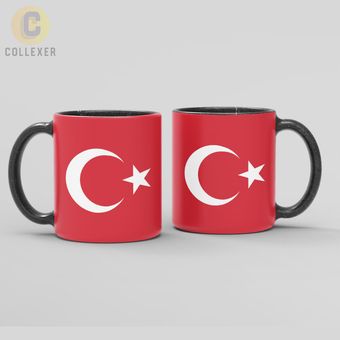 ماگ طرح پرچم کشور ترکیه (Turkey) - (سفید ، مشکی ، حرارتی)