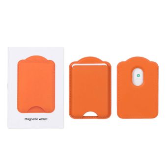 جاکارتی چرمی Magsafe اپل Magnetic Wallet - نارنجی (پک دار)