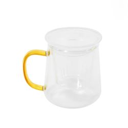 لیوان دمنوش پیرکس فیلتردار دربدار دسته طلایی