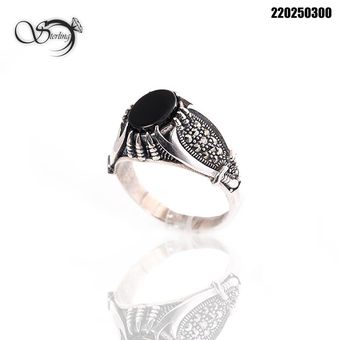 انگشتر نقره مردانه با سنگ اونیکس کد:1713