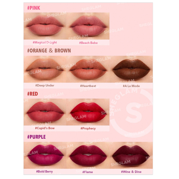 رژ لب مخملی استارلایت شیگلم sheglam رنگ Flame