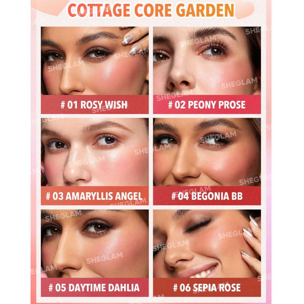 پالت 6 رنگ رژگونه کرمی رنگ Cottage Core Garden