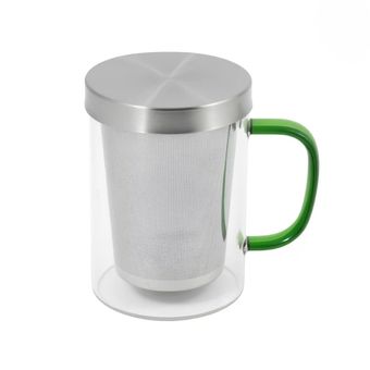 لیوان دمنوش پیرکس فیلتر استیل درب استیل وارداتی