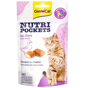 تشویقی گربه طعم اردک حاوی مولتی ویتامین جیم کت GimCat Nutri Pockets Duck & Multivitamin