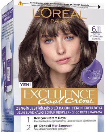 ‎رنگ ‌موی شماره 6.11 لورال loreal رنگ دودی تیره سری Excellen