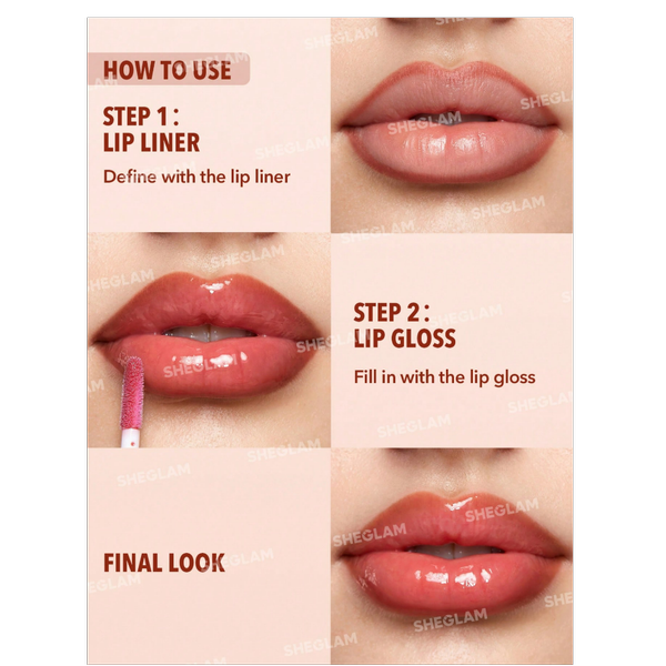 خط لب و لیپ گلاس دوطرفه شیگلم LIP RULES LINER & GLOSS PEN SHEGLAM