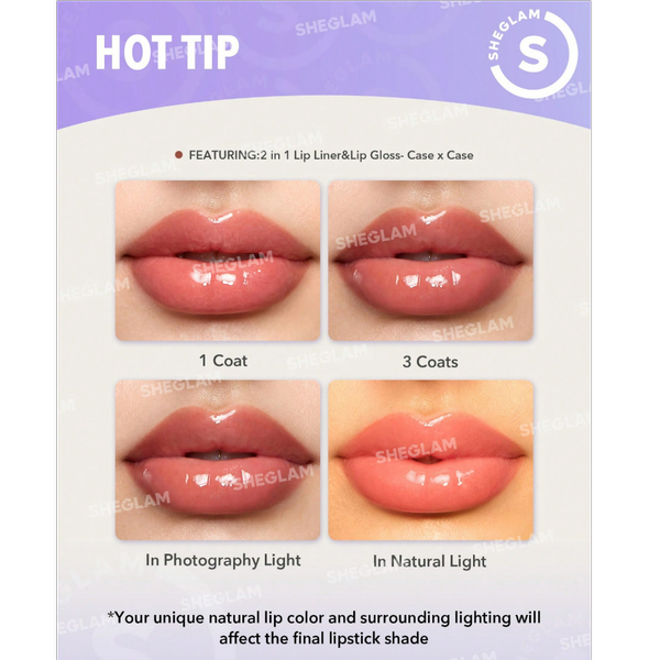 خط لب و لیپ گلاس دوطرفه شیگلم LIP RULES LINER & GLOSS PEN SHEGLAM