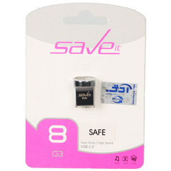Save it Safe USB2.0 Flash Memory - 8GB مشکی نقره ای (گارانتی مادام العمر آی تین)