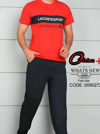 لباس مردانه ست تیشرت و شلوار مردانه ست راحتی مردانه طرح lacoste