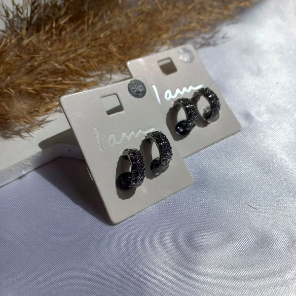 گوشواره کلیپسی فول نگین مشکی