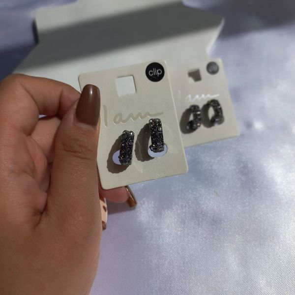 گوشواره کلیپسی فول نگین مشکی