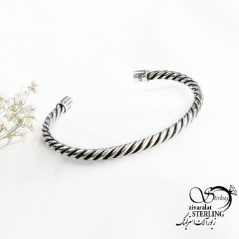 دستبند خلخال مردانه نقره ایتالیا (سیاه قلم) کد 17230