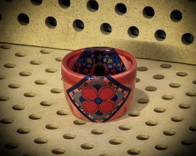 شات اسپرسو خوری گل چهار پر دو رنگ سرامیکی