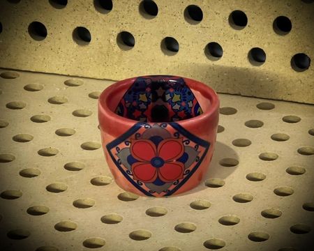 شات اسپرسو خوری گل چهار پر دو رنگ سرامیکی