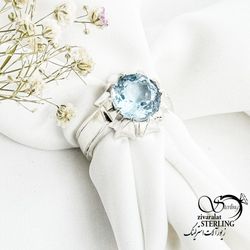انگشتر با سنگ توپاز نقره ایتالیا رکاب دستساز کد 17272