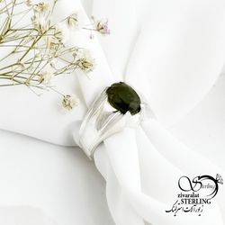 انگشتر نقره سنگ زبرجد عیار925 کد 17274