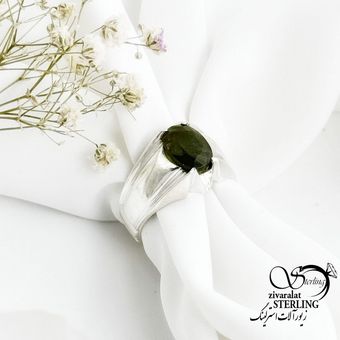 انگشتر نقره سنگ زبرجد عیار925 کد 17274