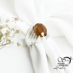 انگشتر نقره مردانه یاقوت زرد آفریقایی کد 17280