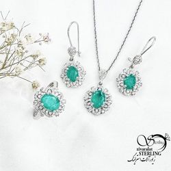 نیمست نقره نگین سبز نقره ایتالیا کد 17292