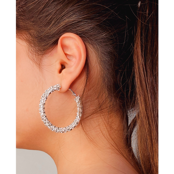 گوشواره دایره‌ای متوسط تمام نگین کد B0012