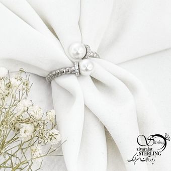 انگشتر نقره فری سایز مرواریدی عیار925 کد 17318