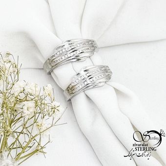 حلقه ست نقره نگین دو رج عیار925 کد 17331