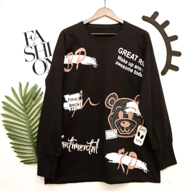 بلوز زنانه شیک لانگ طرح خرس