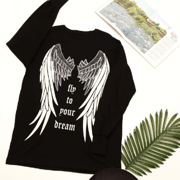 تیشرت زنانه لانگ شیک طرح بال فرشته