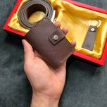 ست اکسسوری چرم مردانه (جاکارتی کمربند جاسوئیچی) کد Set-101