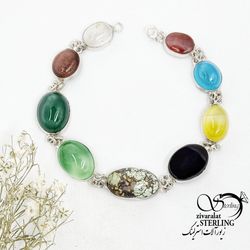 دستبند ام البنین عیار925 سنگ رنگی کد 17341