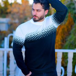 بافت مردانه مدل sepenta(سفید مشکی)کد 6229