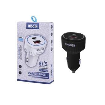 شارژر فندکی فست و PD دو پورت Shoosh مدل SH-806 67.5W - مشکی - SMO
