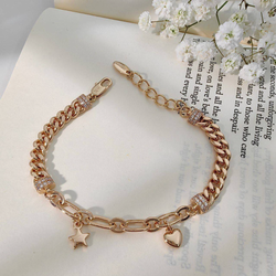 دستبند ستاره و قلب طلایی