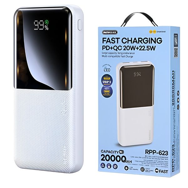 پاوربانک ریمکس مدل RPP 623 –ظرفیت واقعی 20000 میلی‌آمپر