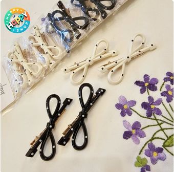 گل سر پاپیونی دوتایی سفید و سیاه 🖤🤍🖤🤍🖤