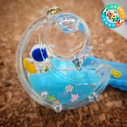 جاکلیدی و آویز کیف آکواریومی طرح ماه و فضانورد 🩵🩵🩵