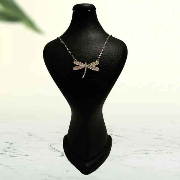 گردنبند استیل نقره ای طرح سنجاقک کد 102