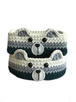 سبد قلاب بافی تریکو خرسی مجموعه 2 عددی