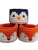 سبد قلاب بافی تریکو طرحجنگل مجموعه 3 عددی