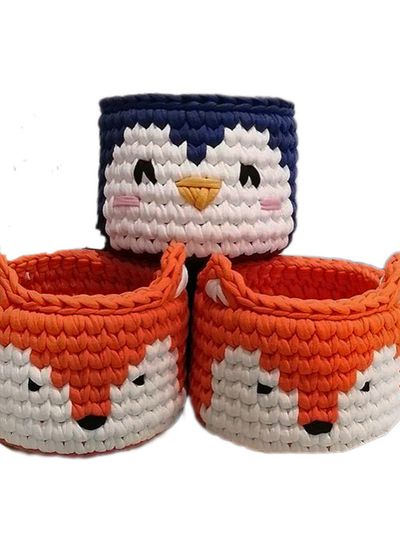 سبد قلاب بافی تریکو طرحجنگل مجموعه 3 عددی