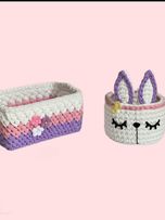 سبد قلاب بافی خرگوشی مجموعه 2 عددی