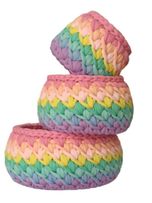 سبد قلاب بافی رنگارنگ کد 4 مجموغه 3 عددی